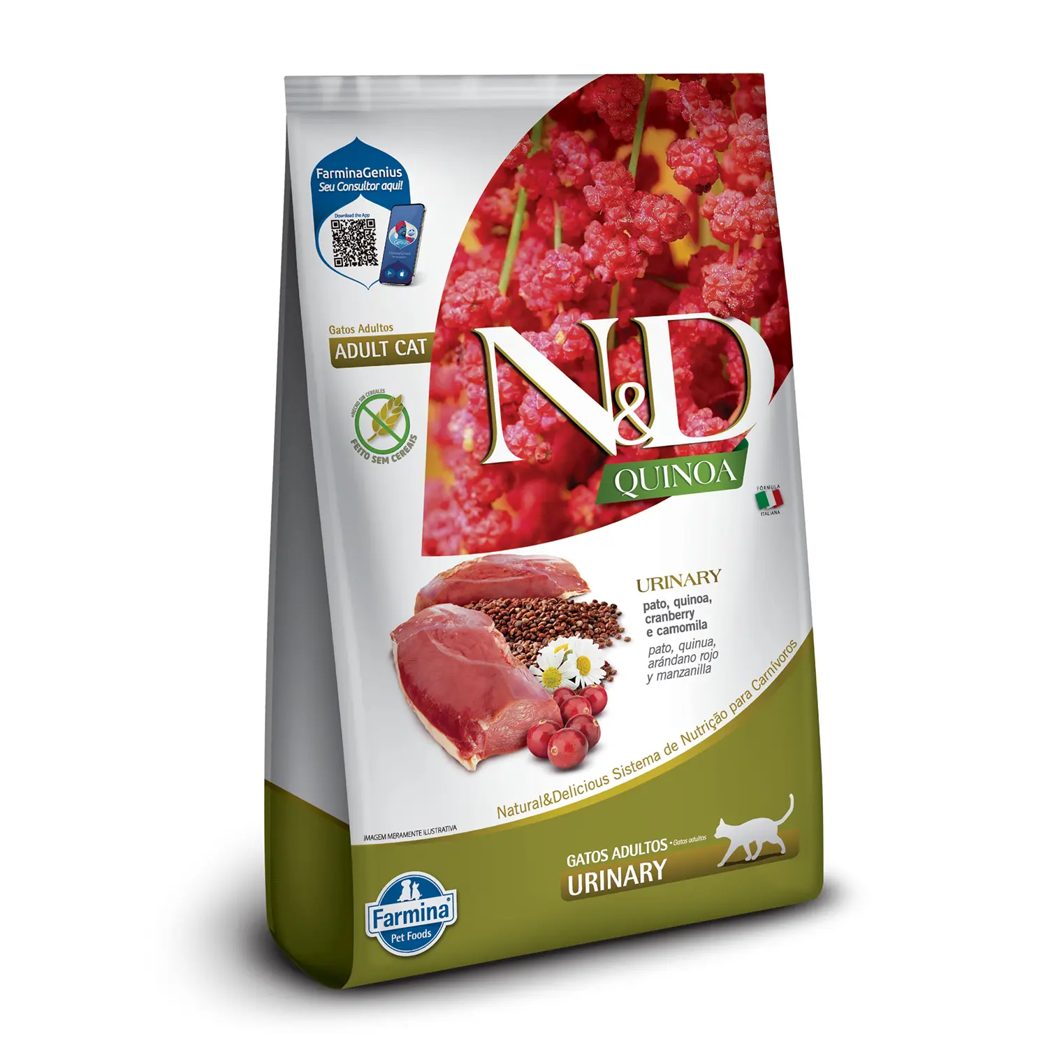 Ração N&amp;D Quinoa Gatos Adultos Urinary Pato
